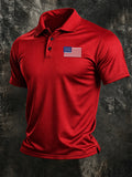 Men'S American Flag Print Casual Polo Shirt