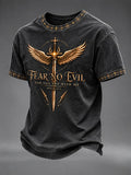 Men's Fear No Evil For You Are With Me Print Round Neck T-shirt
