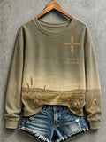 Women's Casual "Faith" Cross-Print Sweatshirt