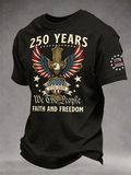 Men's 250 Years We The People Faith Freedom Eagle Cross 1776-2026 Vintage T-Shirt