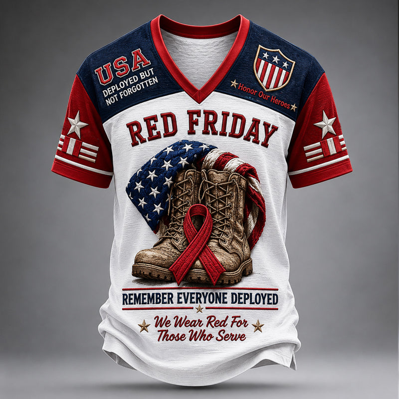 Retro Red Friday Print  Casual T-Shirt