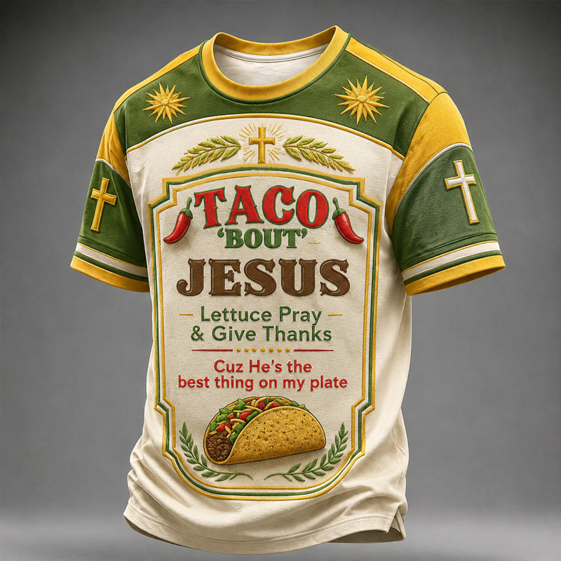 Men's Retro Faith Print  Casual T-Shirt