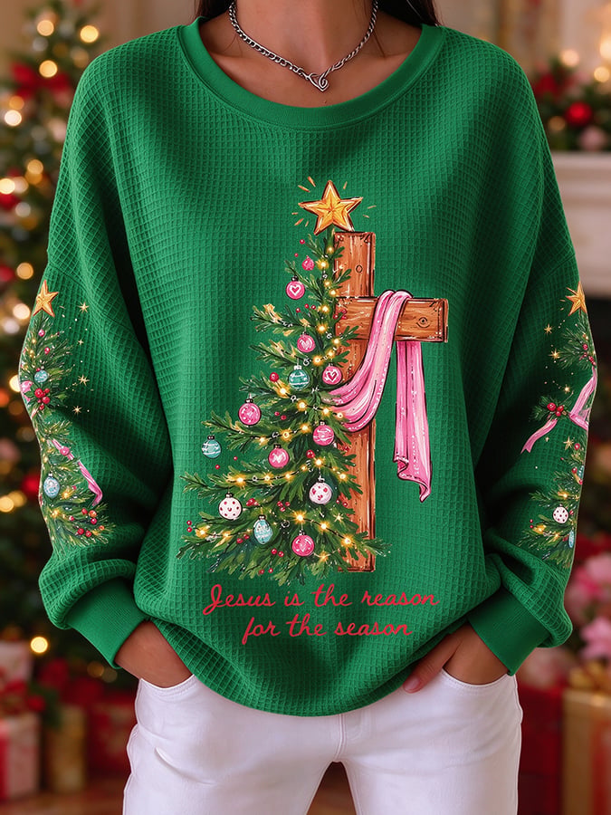 Women's Christmas Faith Art Print Casual Sweatshirt