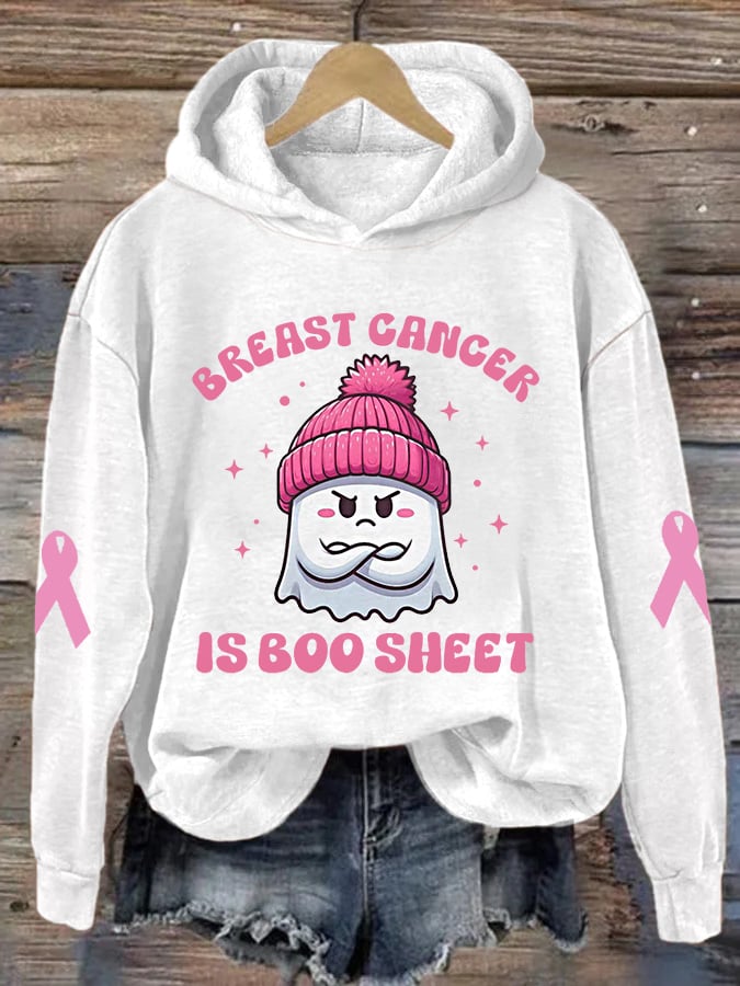 Women's Breast Cancer Is Boo Sheet Pink Halloween Ghost Breast Cancer Awareness Warrior Hoodie