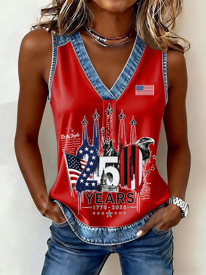 Women'S America Flag Printed Casual Vest