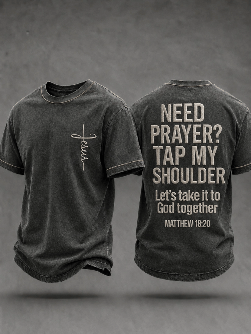 Men's Christian Need Prayer Tap My Shoulder Short Sleeve T-shirt