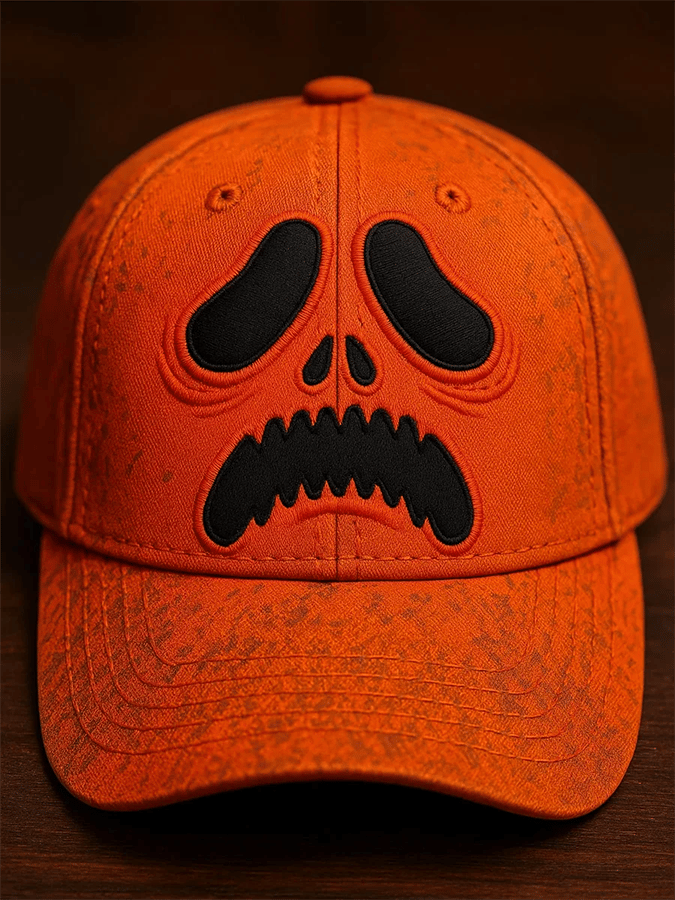 Vintage Halloween Ghost Face Screaming Print Hat