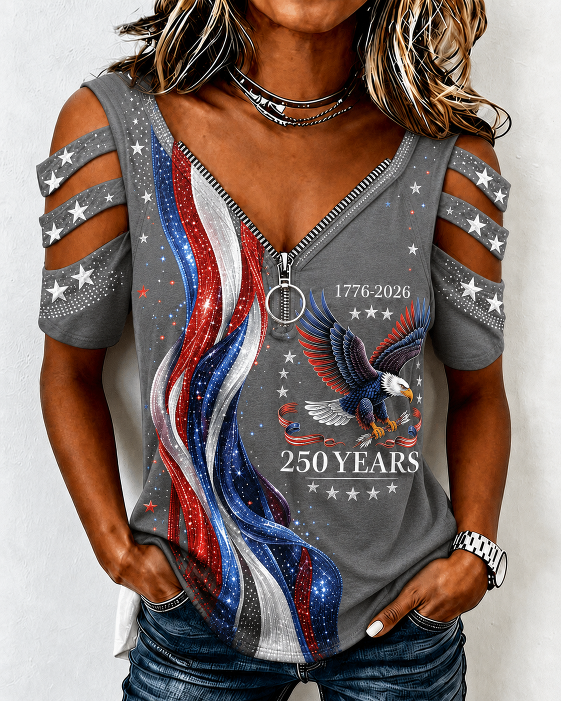 Women's America Flag Print Casual Top