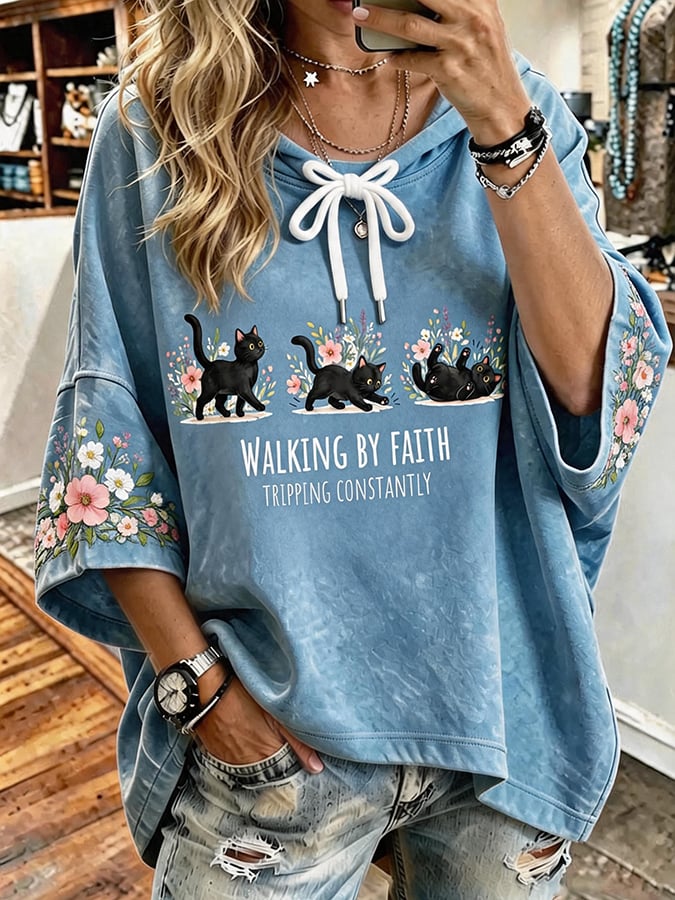 Women's Faith Cross Print Hooded Sweatshirt