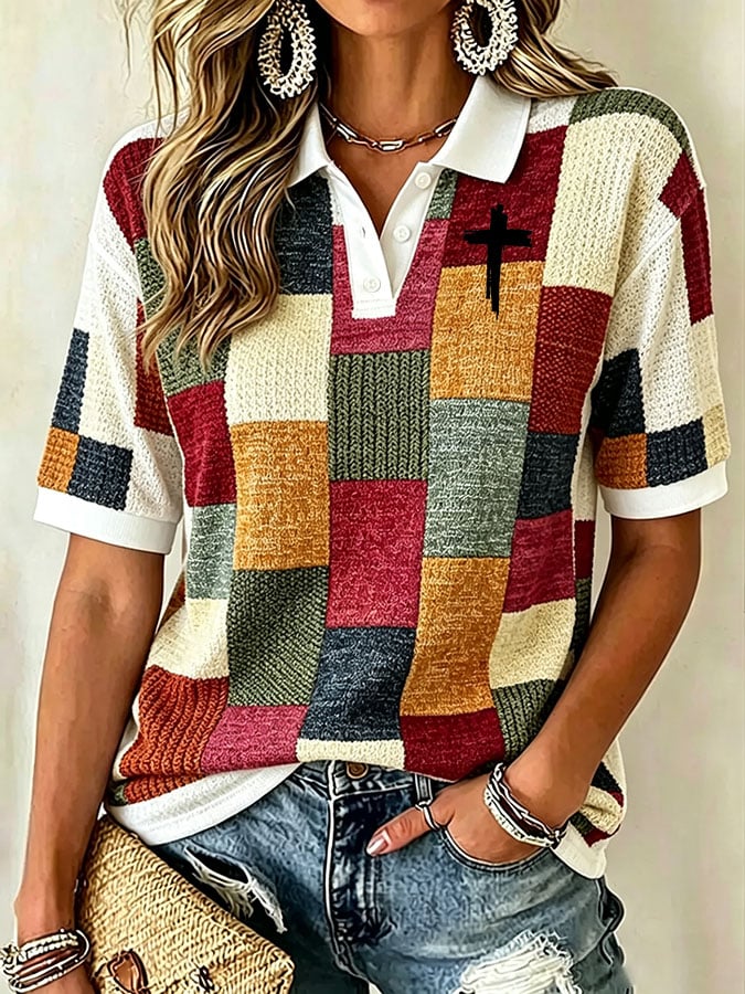 Women's Print Casual Polo Shirt