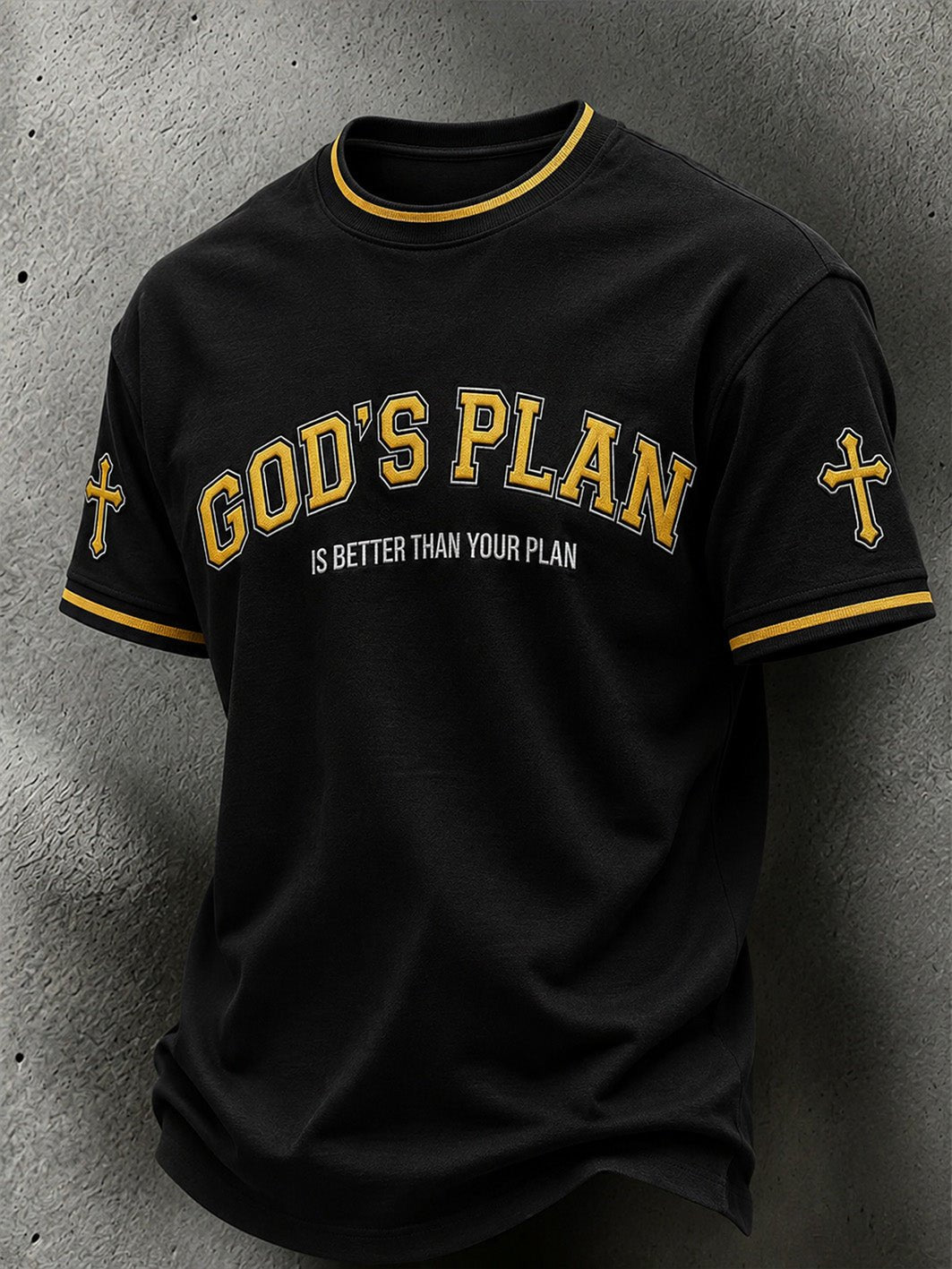 Men's God's Plan Is Better Than Your Plan Print Round Neck T-shirt