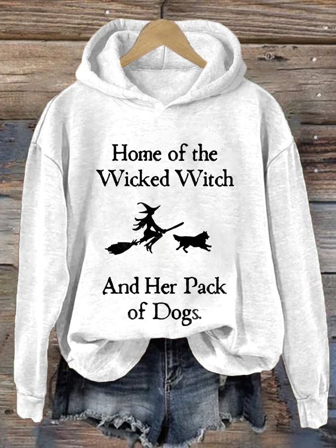 Retro Home Of The Wicked Witch And Her Pack Of Dogs Print Sweatshirt