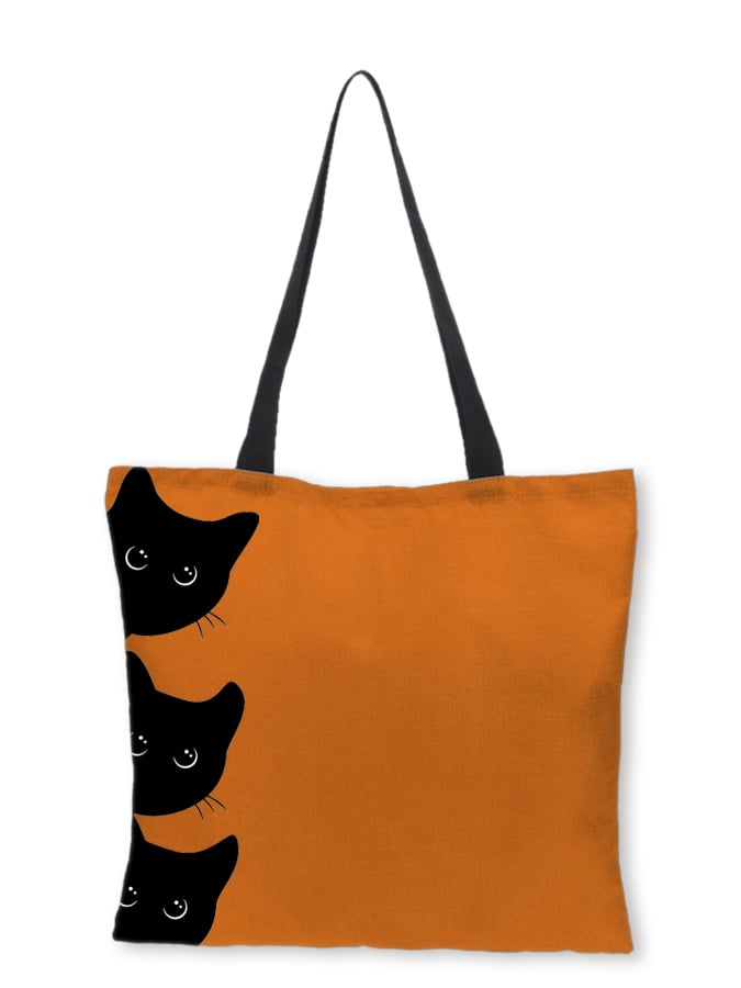 Halloween cute peeking three little black cats candy bag