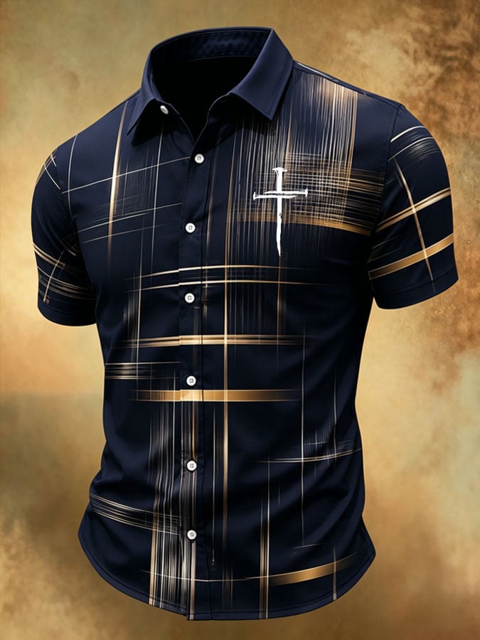 Men's Faith Cross Print Casual Shirt