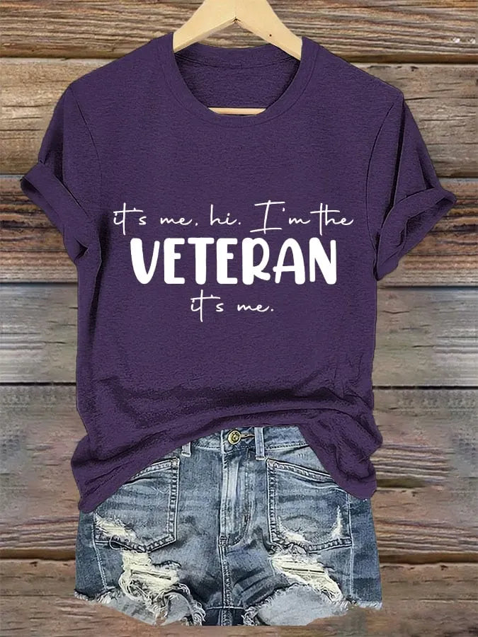 Women's "It's me, hi! I'm the VETERAN it's me" printed T-shirt