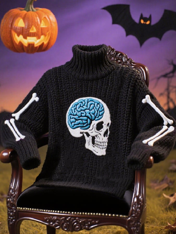 🔥HOT SALE🔥Women's Casual Halloween Skull Print Sweater