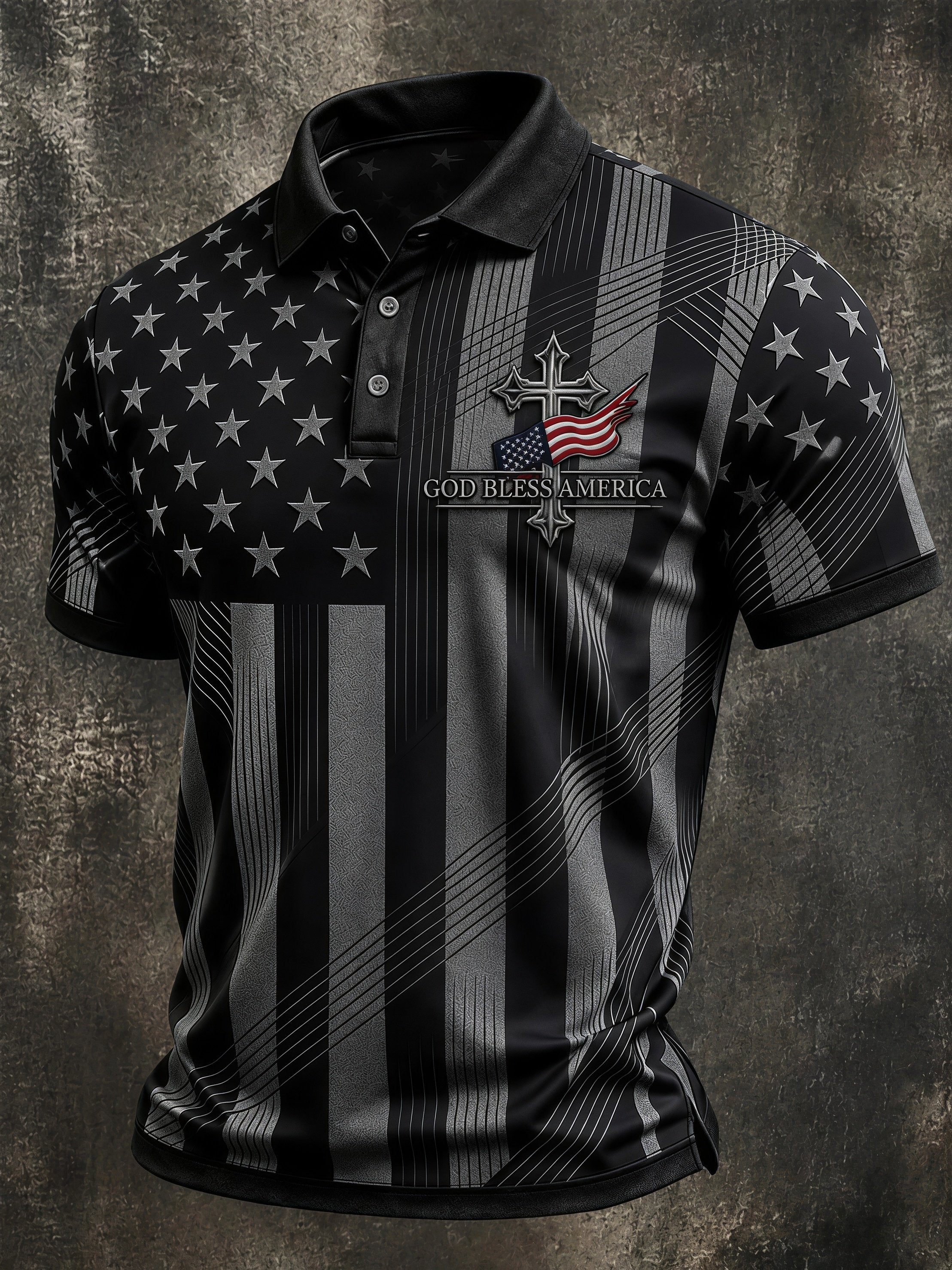 Men's Casual Faith Graphic Print Short Sleeve Polo Shirt
