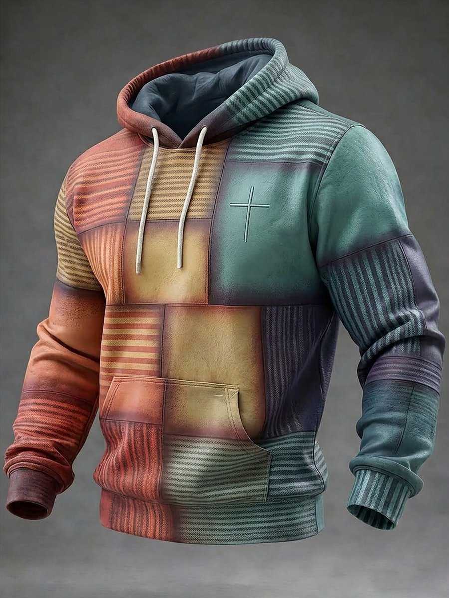 Men's Casual Faith Bauhaus Print Hooded
