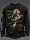 Men's "Faith" Print Crew-Neck Long-Sleeve T-Shirt