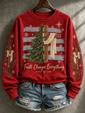 Women's Retro Faith Christmas Print Hoodie