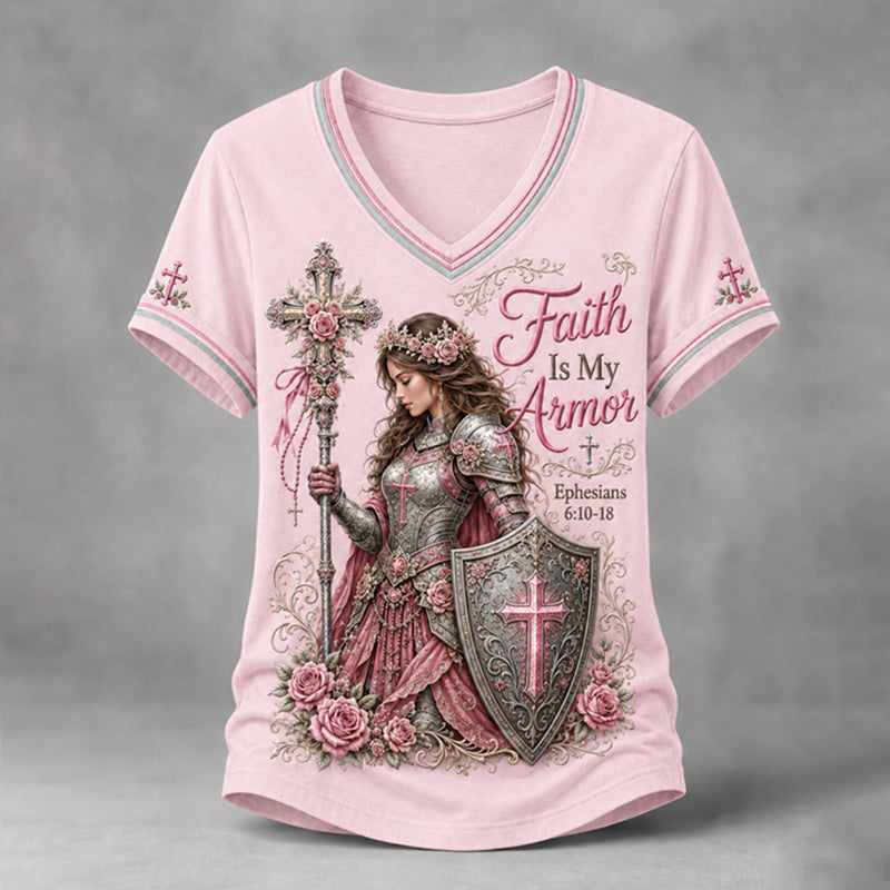 Women's Faith and Female Warrior Art Print T-Shirt