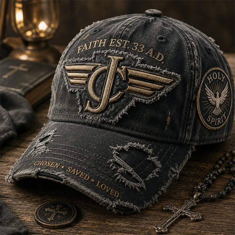 Faith Wings Holy Spirit Distressed Christian Baseball Cap