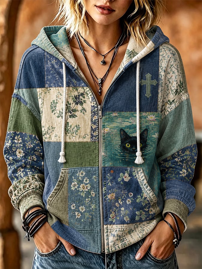 Women'S Printed Casual Hoodie With Faith-Inspired Design
