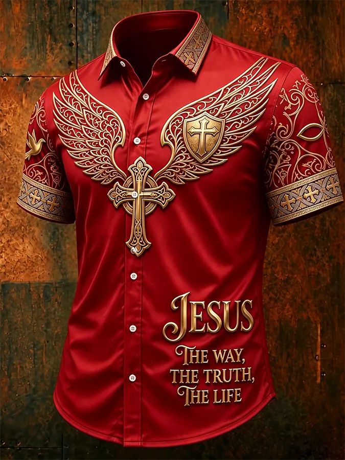 Men's Faith Cross Printed Polo Shirt