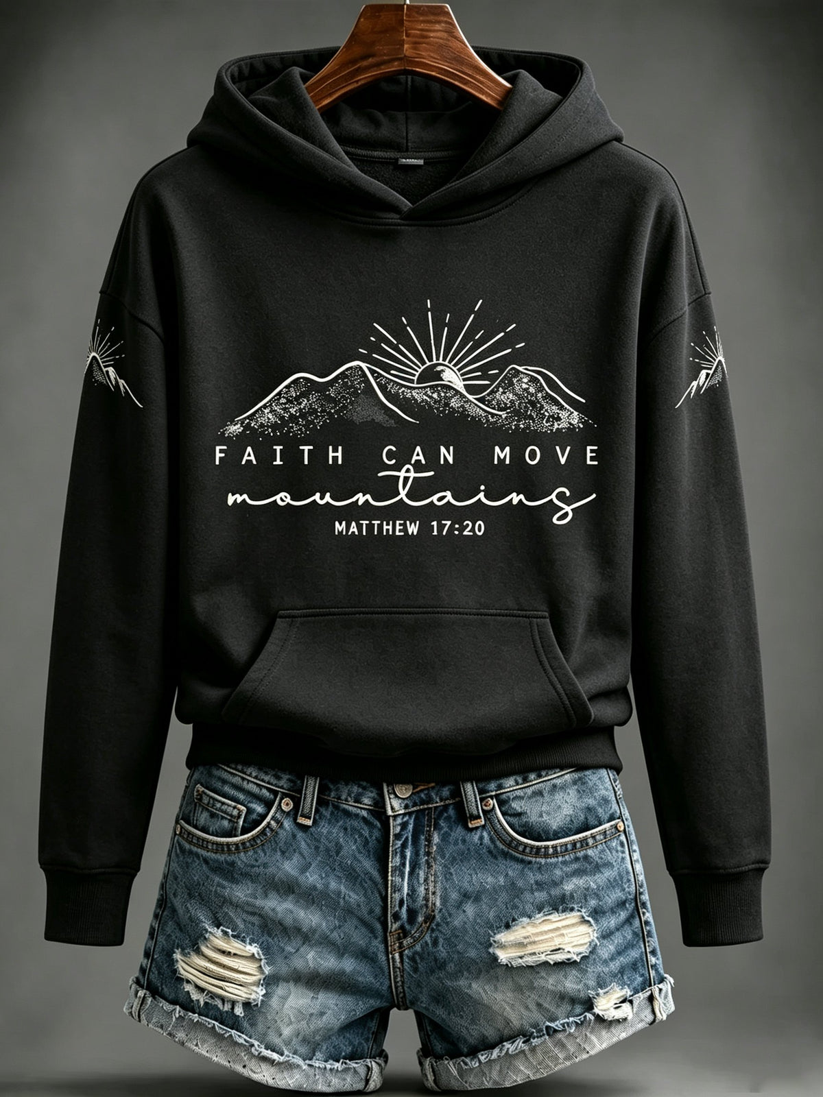Women's Faith Can Move Mountains Matthew 17:20 Printed Sweatshirt