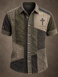 Men's Vintage Faith Faux-Linen Short-Sleeve Shirt