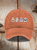 Unisex Halloween Boo Bat Broom Pumpkin Ghost Print Hat