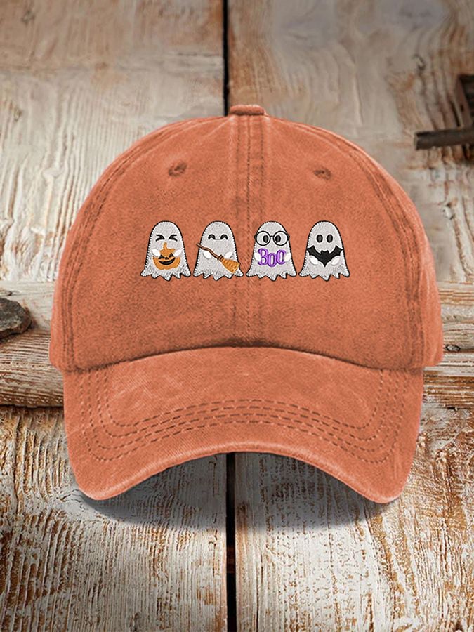 Unisex Halloween Boo Bat Broom Pumpkin Ghost Print Hat
