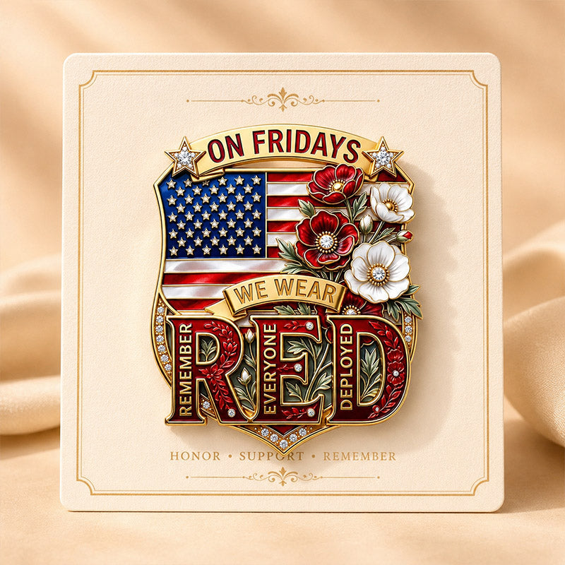 "R.E.D. Friday" Military Tribute Enamel and Diamond-Accented Brooch