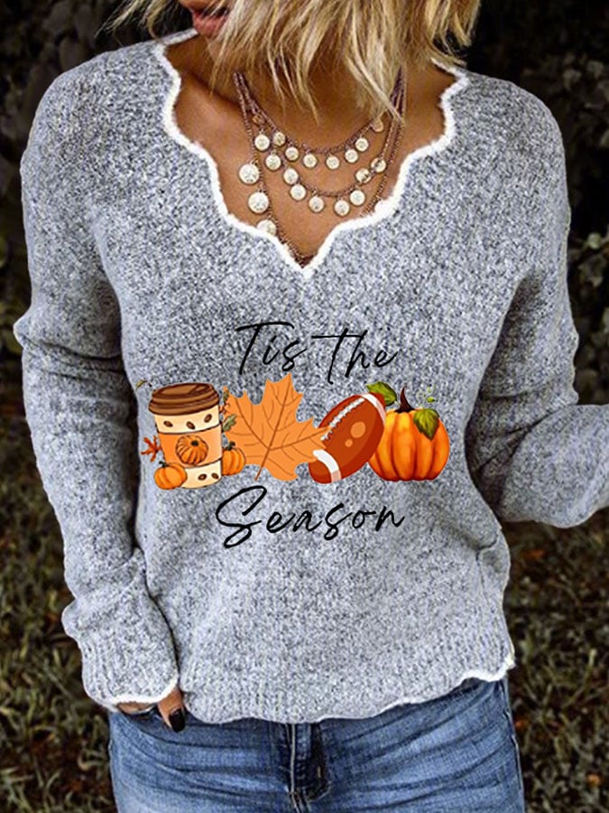 Women's autumn season is now printed long sleeve woolen knit