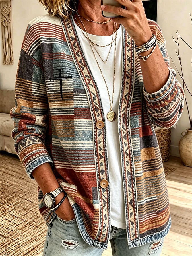 Women's Casual Printed Cardigan