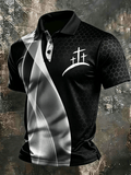 Men's Casual Polo Shirt with Faith Cross Print