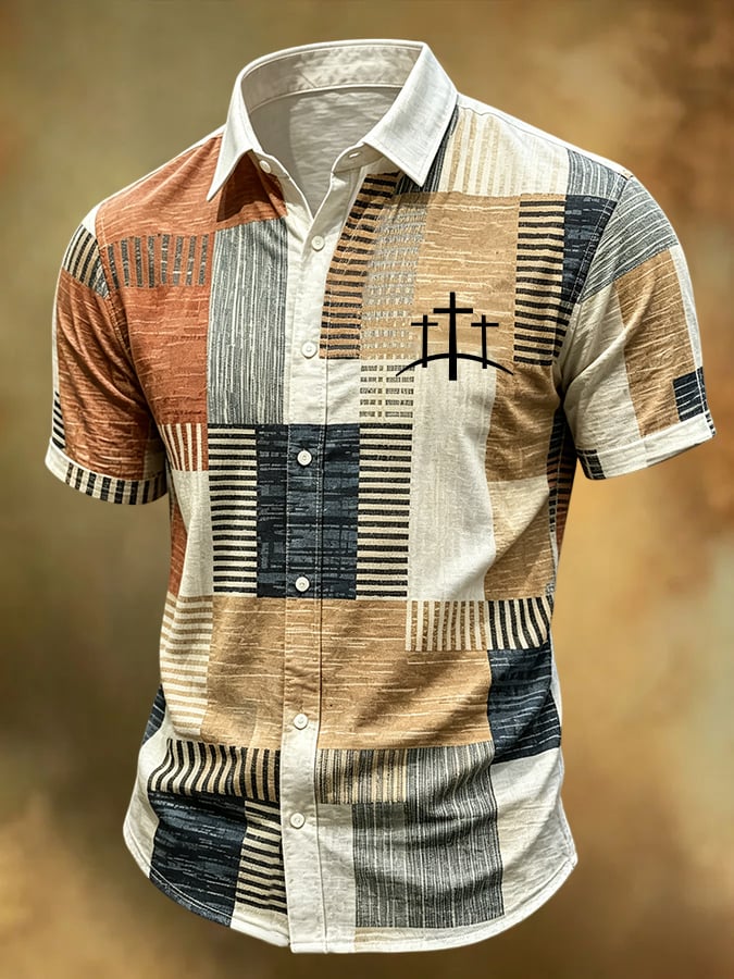 Men's Faith Cross Print Casual Shirt