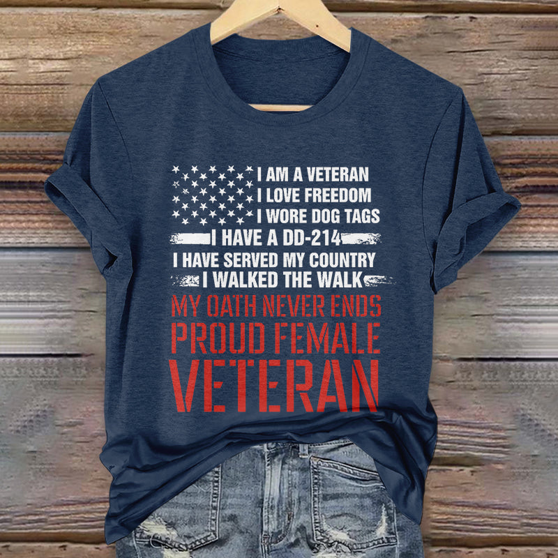 Women's Proud Female Veteran Casual T-Shirt