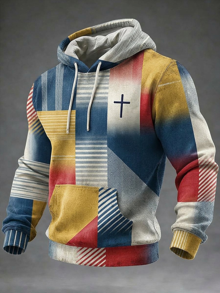 Men's Casual Faith Bauhaus Print Hooded