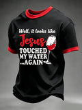 Men'S Casual Fun Faith-Print Crew-Neck T-Shirt