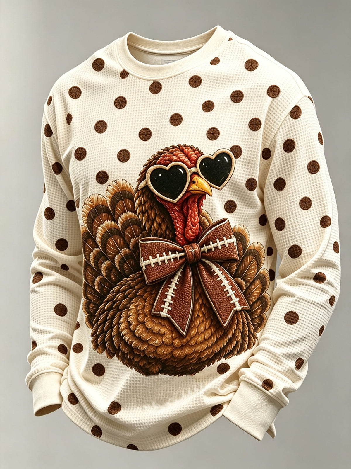 Men's Fun Turkey Football Print Waffle-Knit Top
