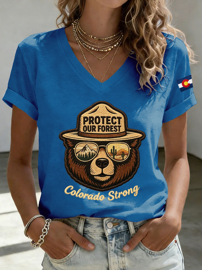 Women'S Colorado Strong Printed V-Neck T-Shirt