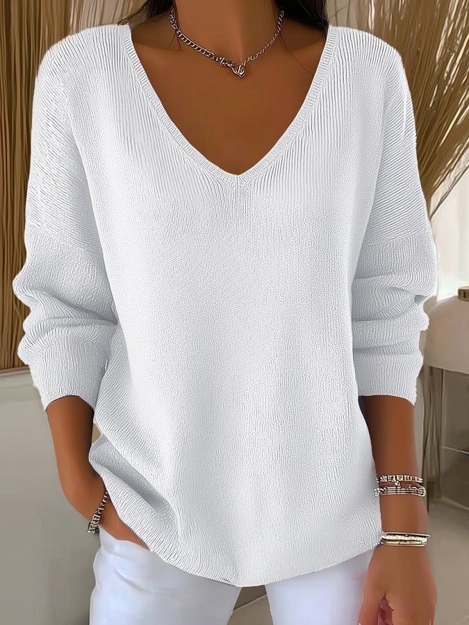 Women's Casual Solid Color Striped Bottoming Shirt