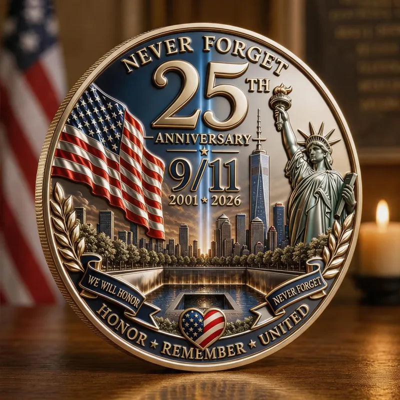 Never Forget 9.11 Memorial Commemorative Metal Medal