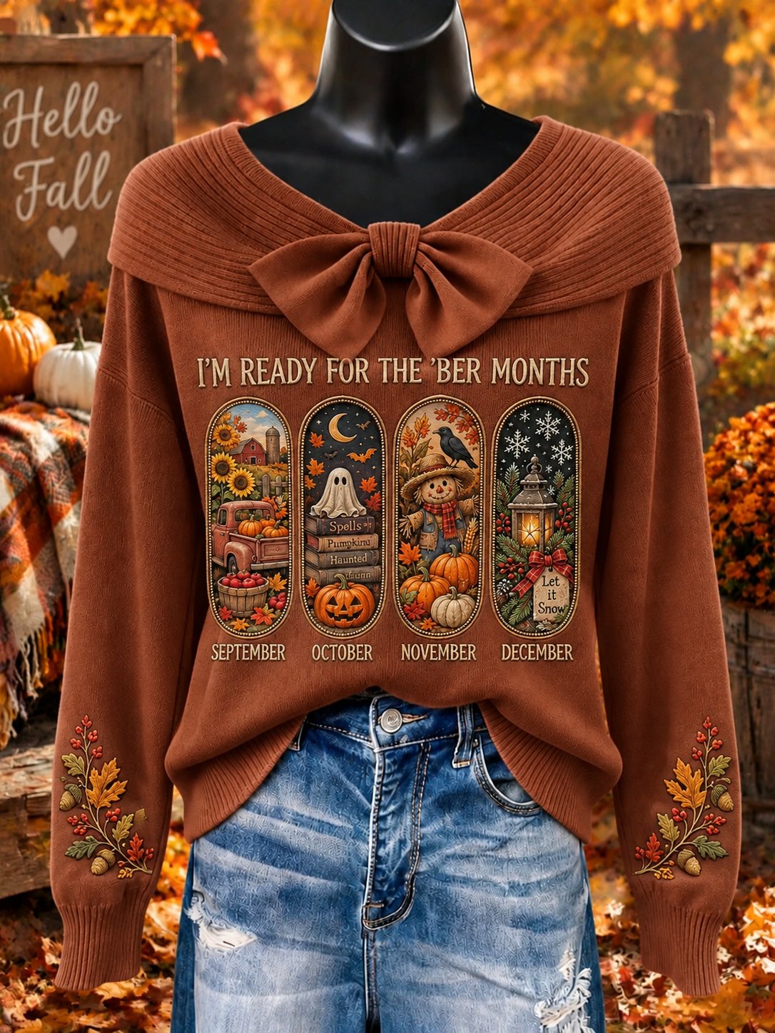 Women's Retro Autumn Thanksgiving Print Top