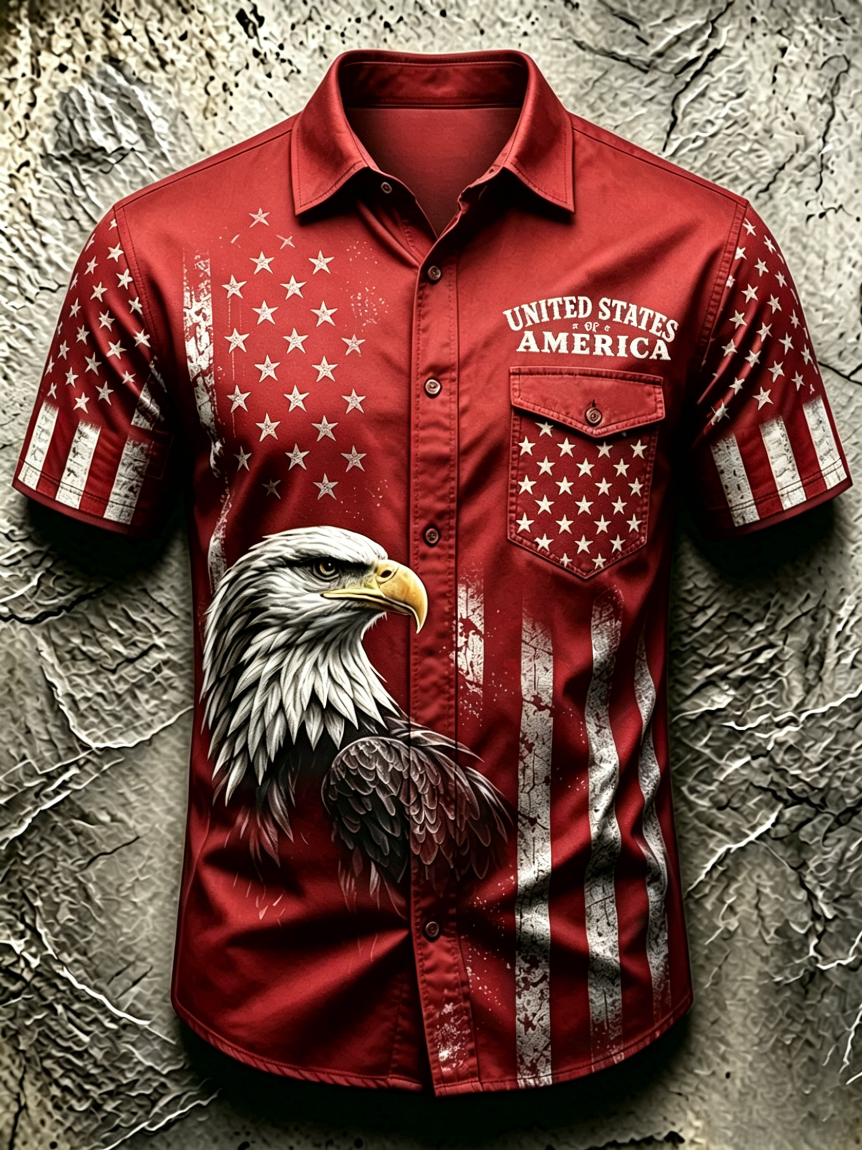American Star Spangled Banner Commemorative Printed Pocket Shirt