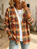Women's Autumn Plaid Print Cardigan