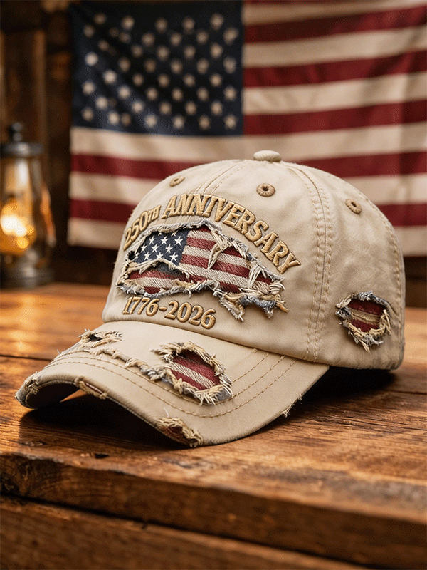 Vintage Distressed Denim USA 250th Anniversary Flag Baseball Cap