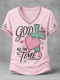 Women's God Is Always Good Cross Faith Printed T-Shirt
