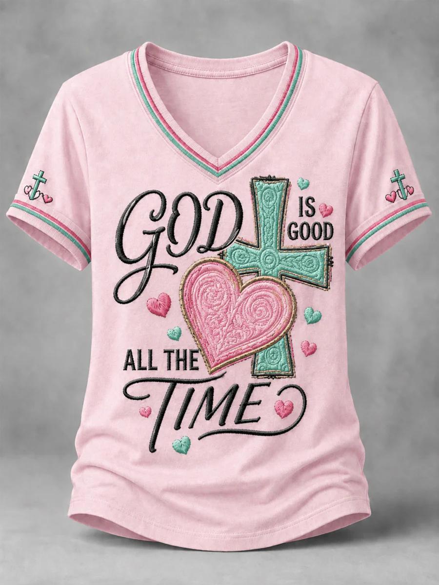 Women's God Is Always Good Cross Faith Printed T-Shirt